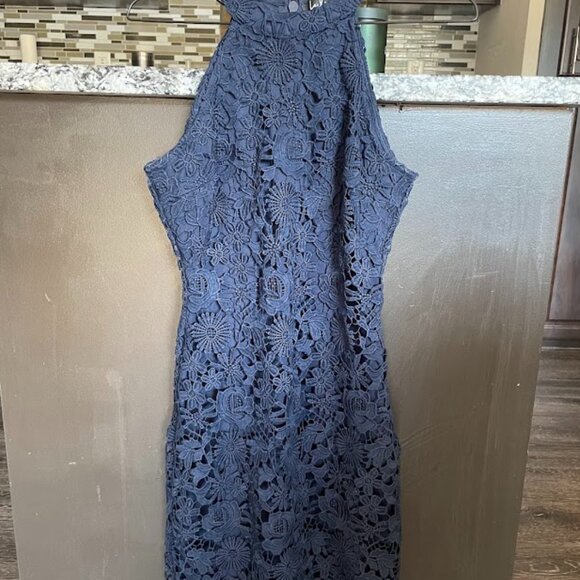Lulus Love Poem Navy Blue Lace Mini Dress - Size Small - Picture 5 of 6